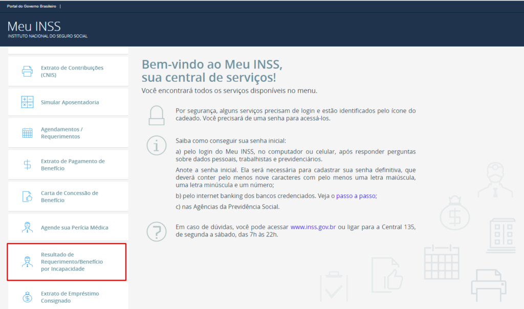 Resultado de requerimento benefício de incapacidade
