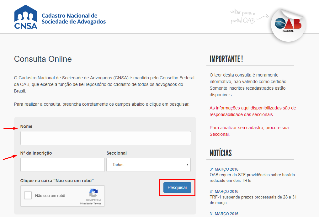 Página do Cadastro Nacional de Sociedade de Advogados - Contratar um Advogado Online - Carbonera e Tomazini