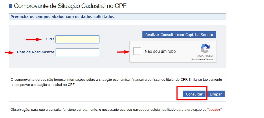 comprovante de situação cadastral CPF - Carbonera e Tomazini