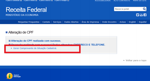 confirmação de situação cadastral