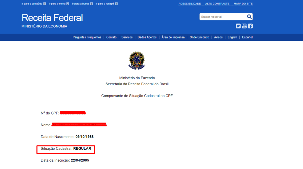 situação regular cpf -